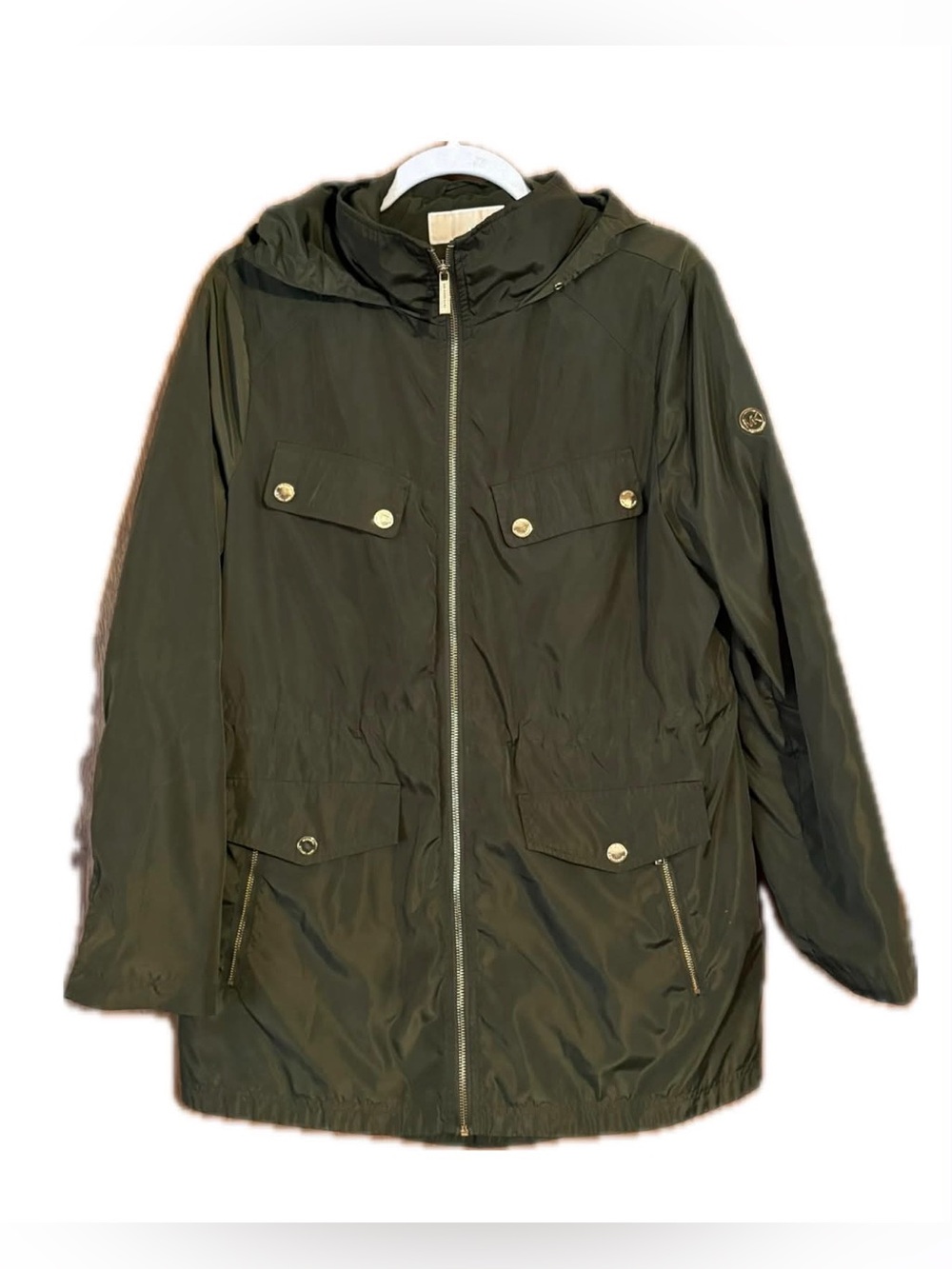 Michael Kors Olive Green Hooded Utility Jacket